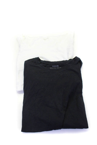 Vince Women's Crewneck Short Sleeves Basic T-Shirt Black White Size L Lot 2