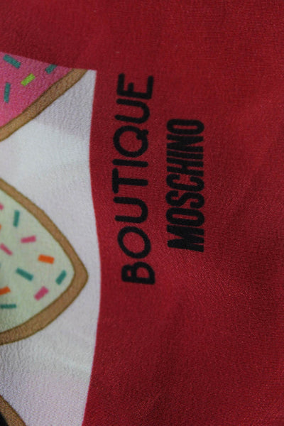 Boutique Moschino Womens Silk Heart Graphic Print Scarf Multicolor Size O/S