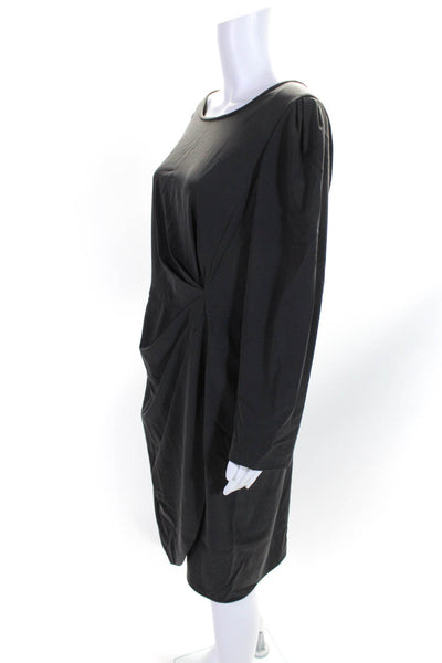 Armani Collezioni Womens Long Sleeve Pleated Sheath Dress Gray Size 16