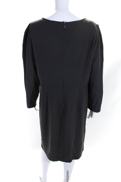 Armani Collezioni Womens Long Sleeve Pleated Sheath Dress Gray Size 16