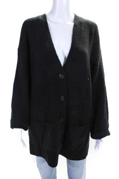 J Crew Womens Long Sleeve V Neck Button Down Cardigan Sweater Black Size XL