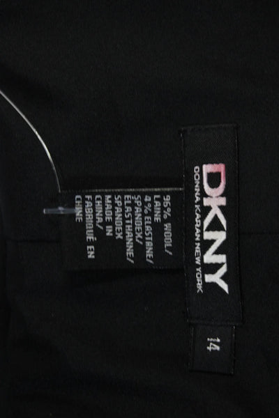 DKNY Womens Wool Notched Lapel Lined Blazer Jacket Black Size 14