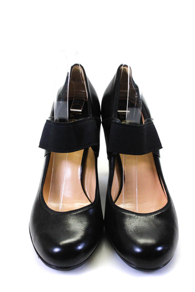 Cole Haan Womens Leather Round Toe Elastic Strap Block Heels Black Size 11