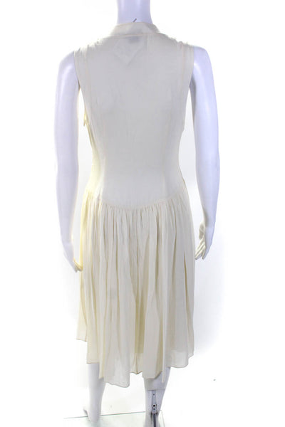 Theory Womens Silk Chiffon Studded Waist Jean-Marie Dress Cream White Size 4