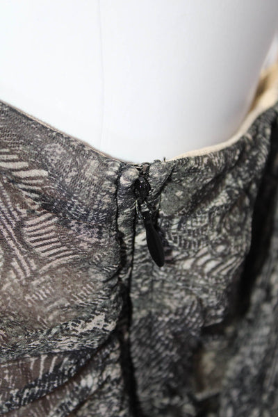Tracy Reese Womens Silk Abstract Print Draped Sleeveless Dress Gray Size 6