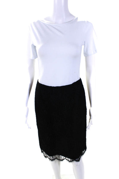 Dana Buchman Womens Cotton Blend Textured Knee Length Pencil Skirt Black Size 6