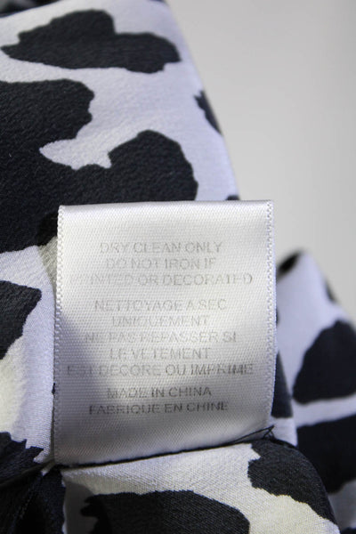 Equipment Femme Womens Silk Animal Print Cuff Long Sleeve Blouse Gray Size XS
