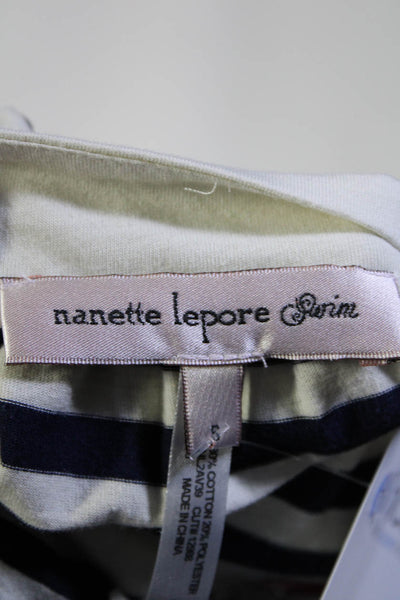 Nanette Lepore Womens Cotton Striped Geometric Grommet Dress White Size S