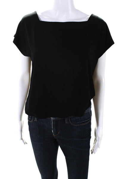 Eileen Fisher Women's Square Neck Sleeveless Cropped Top Blouse Black Size S