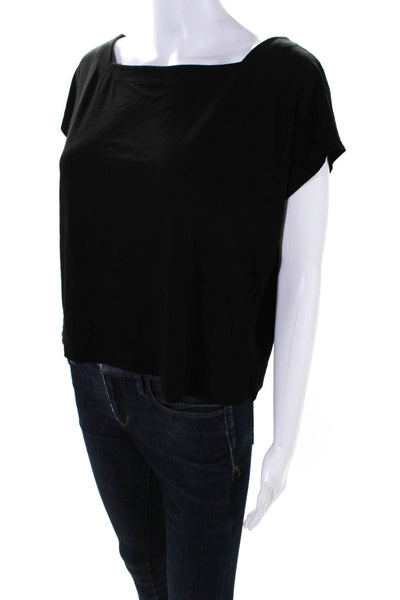 Eileen Fisher Women's Square Neck Sleeveless Cropped Top Blouse Black Size S