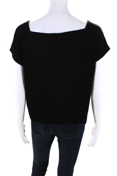 Eileen Fisher Women's Square Neck Sleeveless Cropped Top Blouse Black Size S