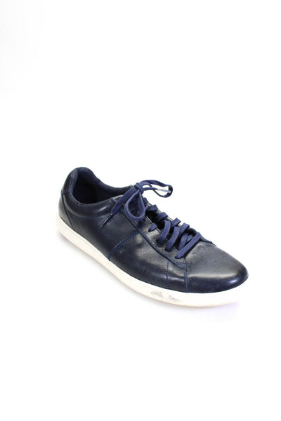 Cole Haan Mens Leather Low Top Lace Up Sneakers Navy Blue Size 9 Medium