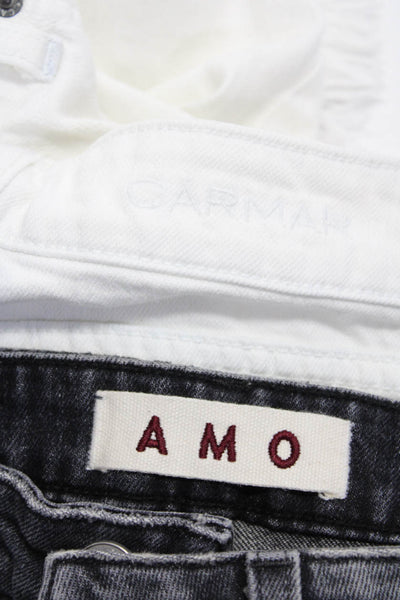 Carmar AMO Womens Twist Zip Jeans White Black Cotton Size 25 24 Lot 2