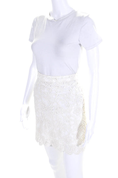 Alice + Olivia Womens Paisley Lace Scalloped Hem A Line Short Skirt Cream Size 0