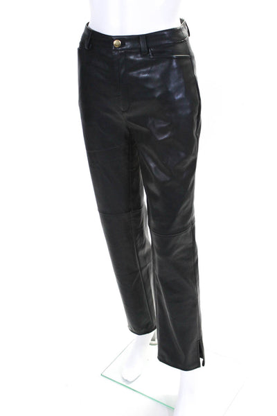 Toccin Womens Vegan Leather Four Pocket Mid-Rise Straight Leg Pants Black Size 2