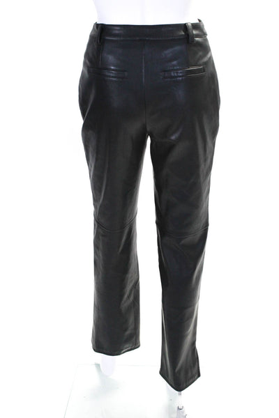 Toccin Womens Vegan Leather Four Pocket Mid-Rise Straight Leg Pants Black Size 2