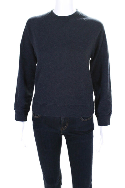 Naadam Womens Cotton + Cashmere Crew Neck Pullover Sweatshirt Top Navy Size XS