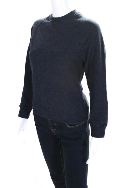 Naadam Womens Cotton + Cashmere Crew Neck Pullover Sweatshirt Top Navy Size XS