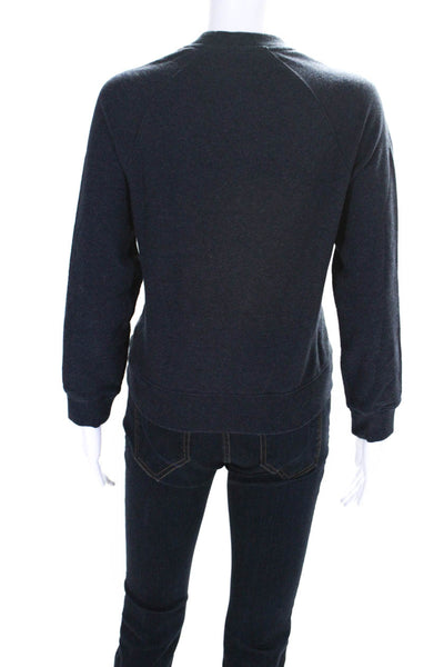 Naadam Womens Cotton + Cashmere Crew Neck Pullover Sweatshirt Top Navy Size XS