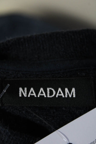 Naadam Womens Cotton + Cashmere Crew Neck Pullover Sweatshirt Top Navy Size XS