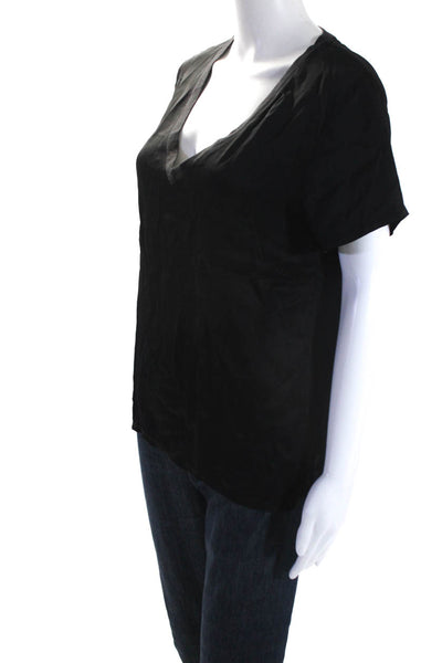 Nation LTD Womens V Neck Short Sleeves Pullover Blouse Black Size Medium