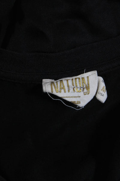Nation LTD Womens V Neck Short Sleeves Pullover Blouse Black Size Medium