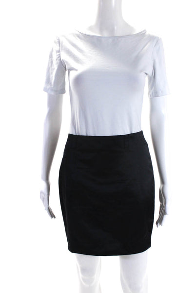 Etro Womens Mini Flat Front Skirt Black Cotton Size EUR 46