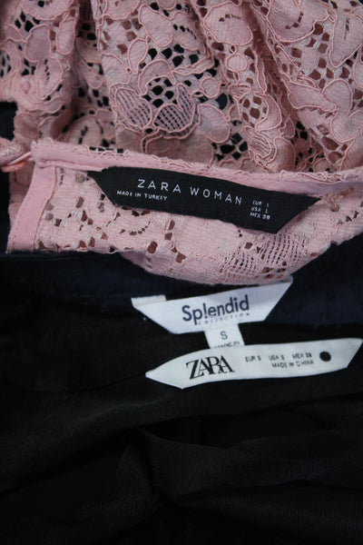 Zara Woman Splendid Womens Tops Pink Black Navy Blue Size Large Small Lot 3