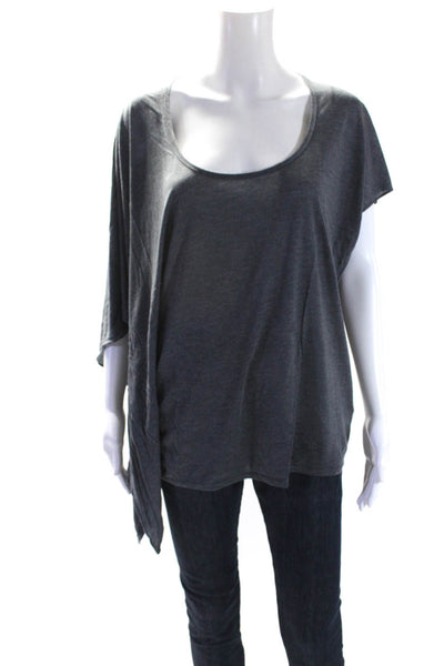 Helmut Lang Womens Dark Gray Scoop Neck Oversized Tee Top Size M