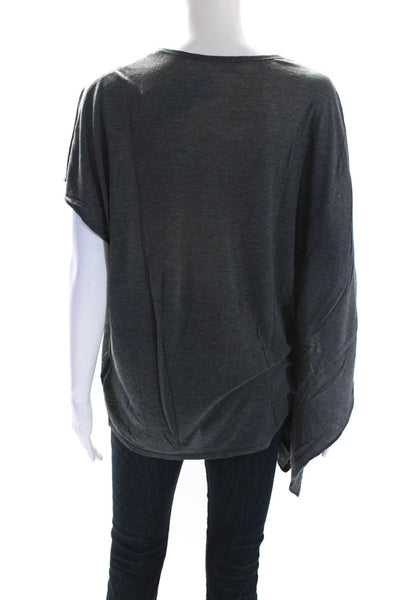 Helmut Lang Womens Dark Gray Scoop Neck Oversized Tee Top Size M