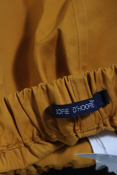 Sofie D Hoore Womens Cotton Drawstring Split Hem Straight Skirt Yellow Size 34