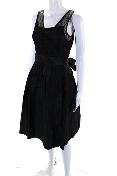 Rickie Freeman Teri Jon Womens Back Zip Lace Overlay Gown Black Size 4