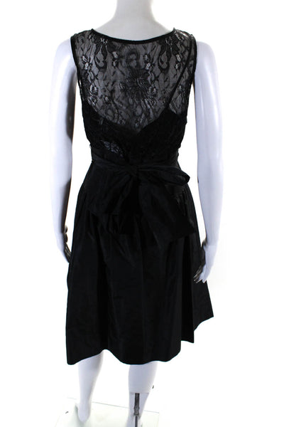 Rickie Freeman Teri Jon Womens Back Zip Lace Overlay Gown Black Size 4
