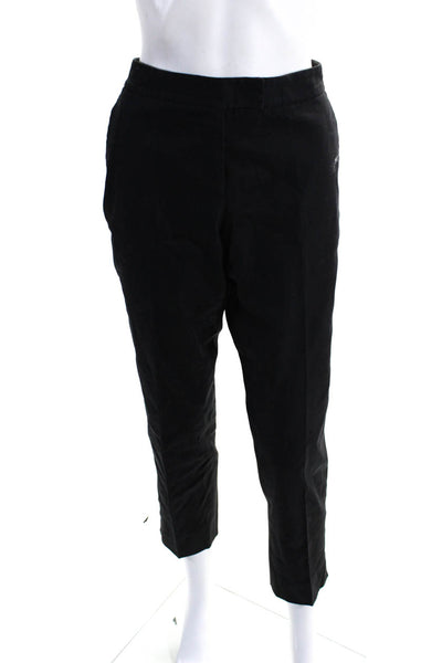 Theory Womens Cotton 4 Pocket Hook Closure Mid-Rise Tapered Pants Black Size 10