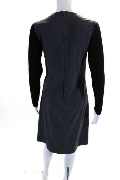 Harper Womens Adjustable Waist Long Sleeve Zip Up Midi Dress Gray Size XS