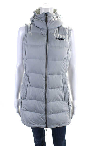 Marmot Womens Full Zipper Hooded Puffer Vest Jacket Gray Size Small