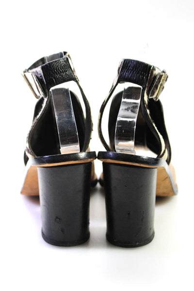 Loeffler Randall Womens Leather Open Toe Ankle Strap Heels Beige Size 7