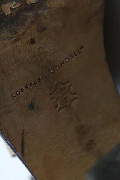 Loeffler Randall Womens Leather Open Toe Ankle Strap Heels Beige Size 7