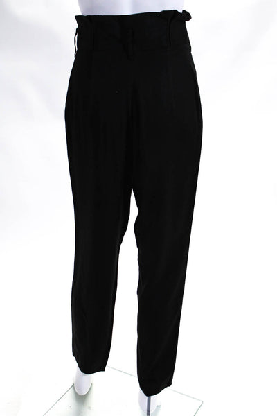 Tularosa Womens Ruffled High Rise Hook & Eye Tapered Dress Pants Black Size S
