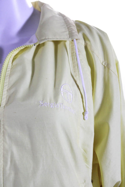 Sergio Tacchini Womens Collared Zippered Windbreaker Bomber Jacket Yellow Size 6