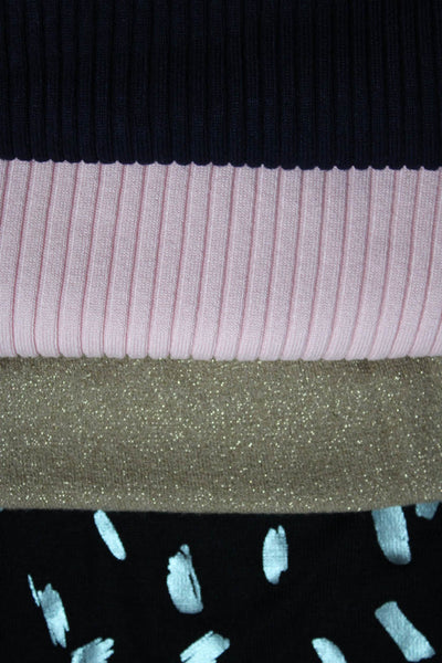 Zara Knit Womens Sweaters Navy Blue Pink Gold Size Small Medium Lot 4