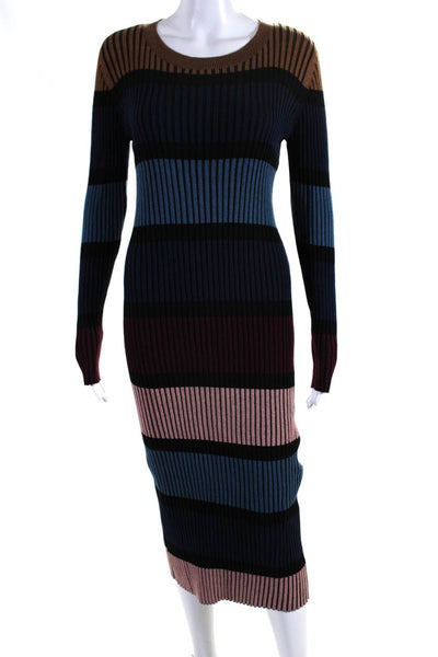 Dolan Womens Ribbed Striped Sweater Dress Multi Colored Cotton Size Small