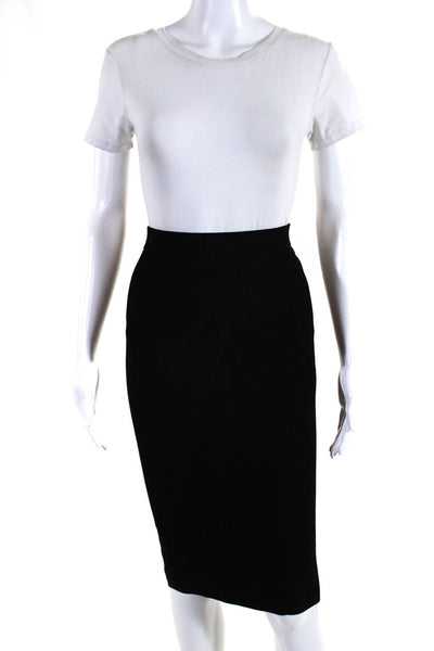 Vince Womens Ribbed Knee Length Pull On Stretch Skirt Black Size Small