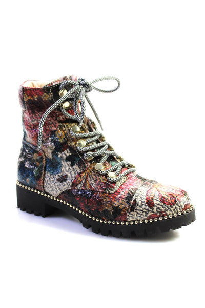 Cecelia New York Womens Floral Print Ankle Boots Multi Colored Size 7