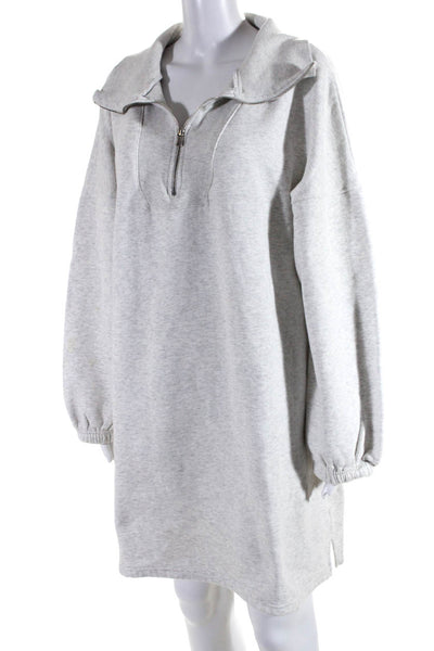 MISSGUIDED Womens Rib Fleece Jersey Half Zip Mini Sweatshirt Dress Gray Size 14