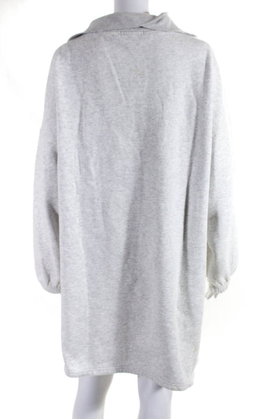 MISSGUIDED Womens Rib Fleece Jersey Half Zip Mini Sweatshirt Dress Gray Size 14