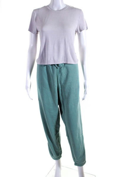 Babaton Tna Womens Airy AF Fleece Sweatpants Crop Tee Shirt Medium Large Lot 2