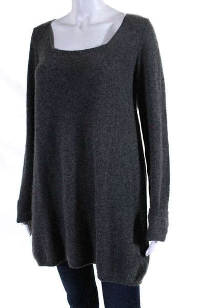 Vince Womens Gray Cashmere Scoop Neck Long Sleeve Pullover Sweater Top Size L