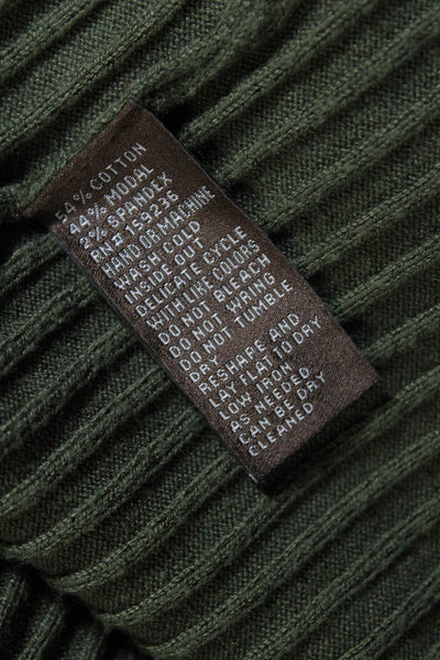 J. Mclaughlin Womens Cotton Blend Knit Ribbed Turtleneck Top Green Size XL