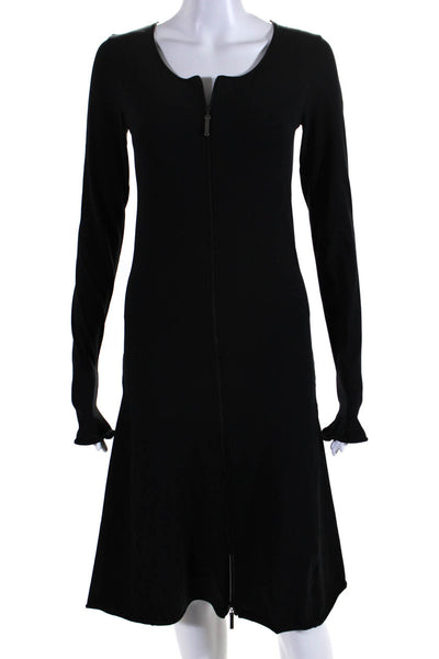Wolford Women's Round Neck Long Sleeves A-Line Midi Dress Black Size S